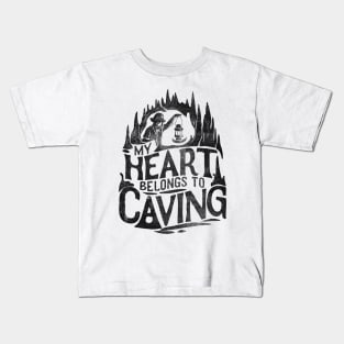 My Heart Belongs To Caving, Funny Caving Lover Kids T-Shirt